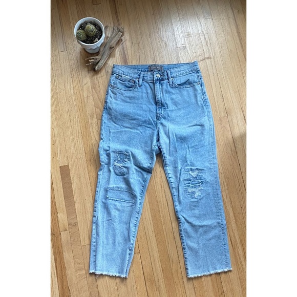 J. Crew Point Sur Light Wash High Rise Slim Boy Jeans Distressed Women's - 30